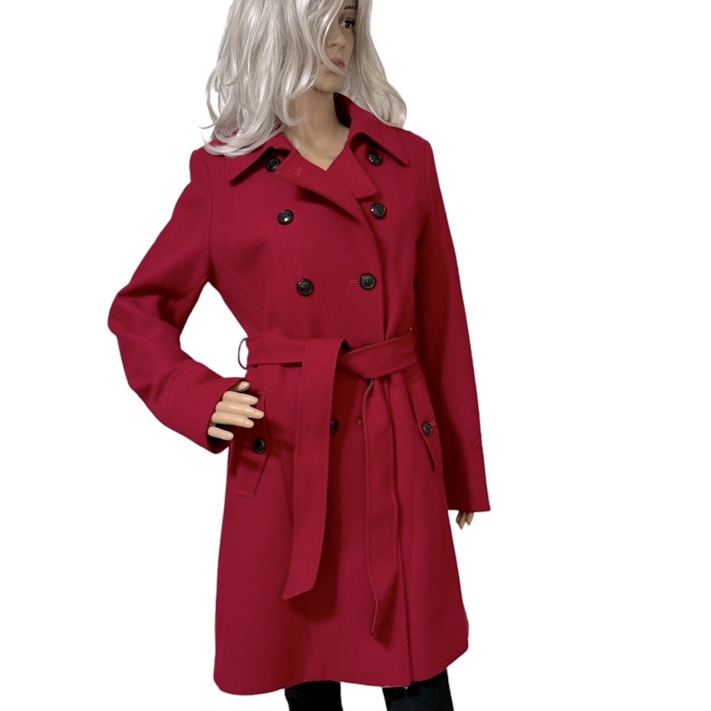 ANA Wool Red Double Breasted Jacket Coat Sz Medium - Picture 16 of 16